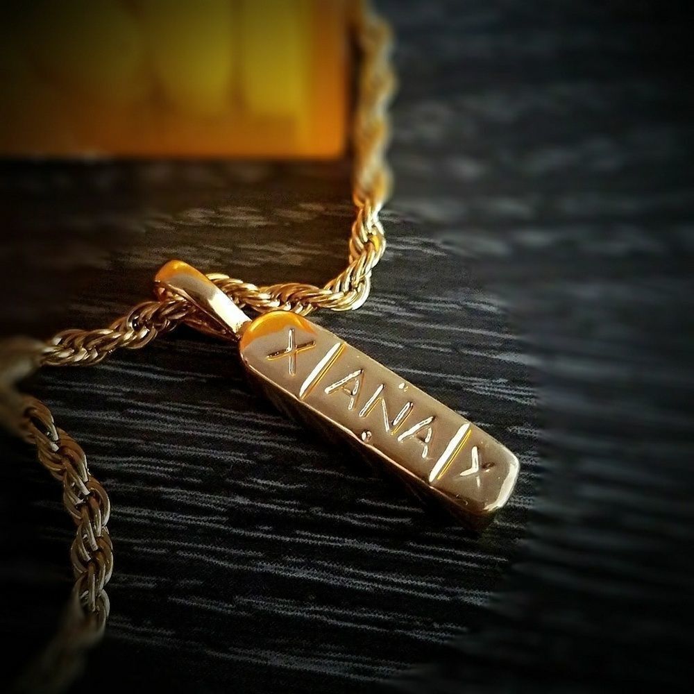 18k GP Hip Hop Xanny Bar Pendant
